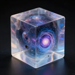 transluscent cube madenof outer space and universes
