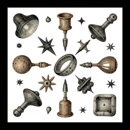Abstract non-sense design poster of random objects