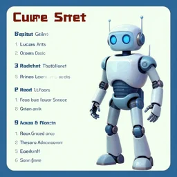character sheet for a cure robot, from a lucasarts point and click 2 d graphic adventure game, art inspired by thomas kinkade