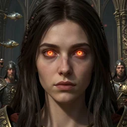 medieval giger closeup face portrait of yuri from red alert 2 with glowing eyes, nicoletta ceccoli, mark ryden, lostfish, hyung tae, frank frazetta, depth of field, detailed and intricate gothic environment, 8 k resolution, hyperrealistic, octane render