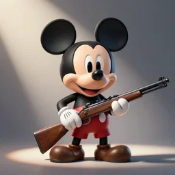 grumpy mickey mouse with a rifle