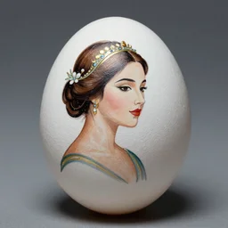 an elegant lady painted on an Eggshell