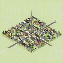 a render of a town in isometric view