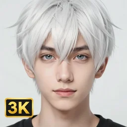 portrait art by phil noto, young male, white hair, beautiful face, symmetrical face, beautiful eyes, semi realistic anime, anime! 4 k