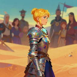 side portrait, imogen poots, paladin, gloomhaven, fantasy armor, colorful swirly ripples, gaudy colors, anime, soft, luminescent, depth of field, organic matte painting, dune, by greg manchess, huang guangjian, greg rutkowski, jesper ejsing, magali villeneuve, artgerm, ilya kuvshinov