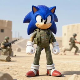 Sonic in full military gear deployed in Iraq