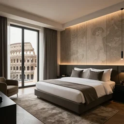 luxury modern hotel room in style of ancient rome.
