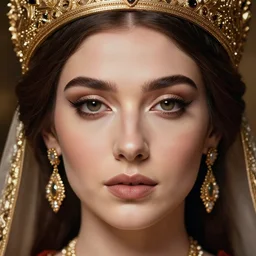 portrait of a turkish empress, macro head shot | symmetrical face, beautiful, volumetric lighting, intricate details, breath - taking, exif | trending on artstation, cgsociety | art by emile eisman - semenowsky