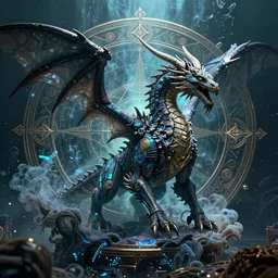a high end photo of an ancient futuristic elden ring dragon with digital modifications surrounded by a underwater ink pour and flowing liquid gallium and complex sacred geometry, powerful, cinematic, beautifully lit, by john howe, by beeple, by artgerm, by karol bak, by brian froud, 3 d, trending on cgsociety, octane render, 8 k