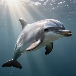 dolphin wearing a silver heavy armour, shiny, Ultra detailed, cinematic, cinematic lights, 8k, photorealistic, beautiful, epic photo, sunbeams, ar 16:9