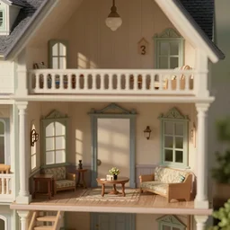 photo of a Victorian dollhouse, interior view, extreme details, soft lighting, crepuscular rays, realistic octane render, 8k
