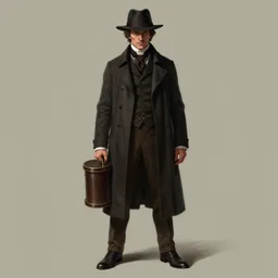 Jonathan Hyde as Van Pelt,  with a cylinder as a stark, gloomy detective from the 18th century, concept art by J.Dickenson and Greg Rutkowski