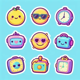 cute random stickers of groovy 7 0 s things
