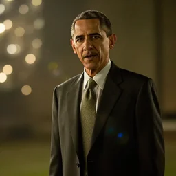 barrack obama as gustavo fring in breaking bad, movie still, cinematic lighting, ray tracing, octane render, long lens, shallow depth of field, bokeh, anamorphic lens flare, 8 k, hyper detailed, 3 5 mm film grain
