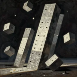 tall boxes falling out of space, zdzislaw beksinski