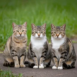 three cats, nature