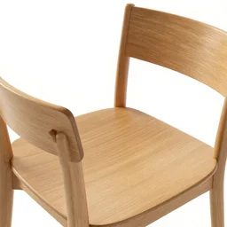 a bottom up view of a wood chair on a white background, unreal engine 3 d rendering