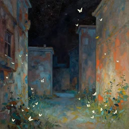 anaglyph effect, alternate dimensions by kieron gillen, by alexej von jawlensky muted, vivid. a beautiful assemblage. there is a starry darkness beyond the walls. and small white butterflies everywhere.