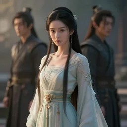 a chinese princess in a dress with long hairs, art by James Jean and Wayne Barlowe, high detail, cinematic, cgsociety 8k