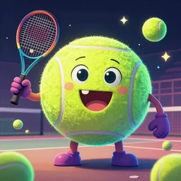 a tennis ball monsters ,tennis ball, colorful, digital art, fantasy, magic, trending on artstation, ultra detailed, professional illustration poster by Basil Gogos