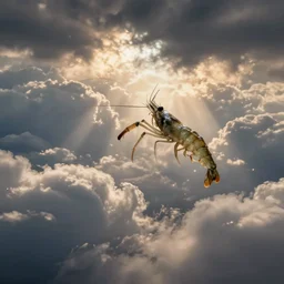 floating shrimp in the clouds, by caspar david friedrich
