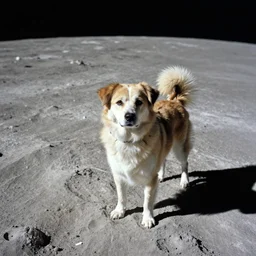 photograph of a dog on the moon