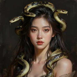 a digital painting of a beautiful woman with snakes on her hair by artgerm, artstation, pinterest