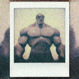 300mm telephoto bokeh, natural realistic anthropomorphic muscular giant hypnotoad, in moscow centre, Polaroid photo, vintage , neutral dull colors, soft lights, foggy mist ,  by oleg oprisco , by thomas peschak,  by discovery channel, by victor enrich , by gregory crewdson