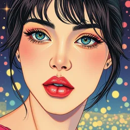nuclear radiation. beautiful, realistic portrait illustration by mucha and kuvshinov and bilibin. synthwave watercolor, bokeh, thick linings, manga