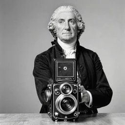 photo of George Washington by Diane Arbus, black and white, high contrast, Rolleiflex, 55mm f/4 lens