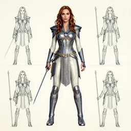 renaissance blueprint diagrams of a gal gadot