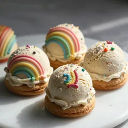 rainbow fudge cookie ice cream balls