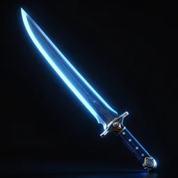 a render of a neon blade, futuristic, dramatic blue lighting, black background, concept art, realistic, made by greg rutkowski