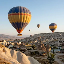 Cappadocia landscape hot balloon, trending on artstation, by Noah Bradley