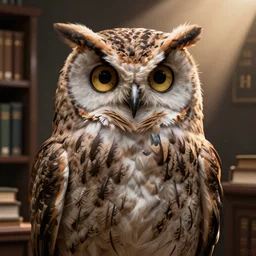 a stern - looking [ owl dressed as a librarian ]!!, digital art