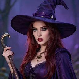 A portrait of a beautiful witch, highly detailed, vivid colors, digital art, high contrast, vray