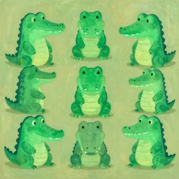 1 0 0 green sad alligators by chiho aoshima