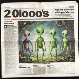 aliens arrive, a page of the 2 0 0 0 s newspaper