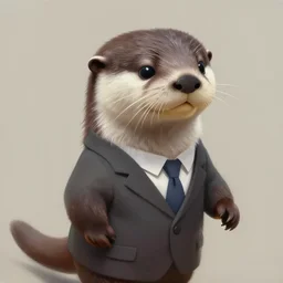 well proportioned, stylized expressive master furry art painting of an anthro otter, headshot, wearing suit and tie, walking to his job character portrait feature stylized by blotch, rukis, charlie bowater, ross tran, artgerm, makoto shinkai, detailed, soft lighting, rendered in octane