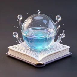 tiny cute an magic book, liquid containing mysterious magic, intricate, surge round ， decoration with inscriptions in secret silver, middle ages ， light dust inside, in the darkabstract, artstation, greg rutkowski, dan mumford, wlop, beeple, bright colors ， octane render