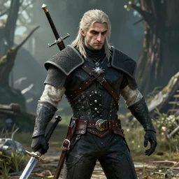 movie still of skeletor as geralt in the witcher 3, gameplay, 8 k, hd
