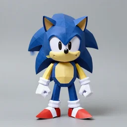 a paper model of sonic, paper modeling art.