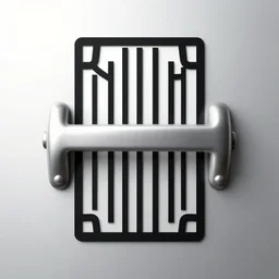 high quality simplified rectangular logo of a bank vault door handle. symmetrical, award winning, art deco. 4 k