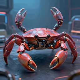 A robot crab, digital art, cyberpunk, trending on artstation, nicely detailed, HDR