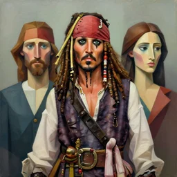 3 d cell shaded portrait painting of jack sparrow, 3 d cell shaded cubism, in the style of picasso 3 d cell shaded, elegant, highly detailed, artstation, art by picasso 3 d cell shaded