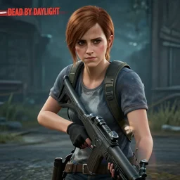 Screenshot of Emma Watson in Dead By Daylight, during a game
