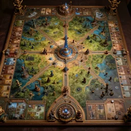 tabletop game board, highly detailed, fantasy art, in the style of greg rutkowski, epic, fantasy, intricate, hyper detailed, artstation, concept art, smooth, sharp focus, ray tracing, front view
