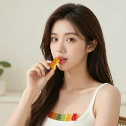 hyperrealistic woman made out of gummy bears