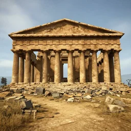 Valle dei Templi, Agrigento, Italy in ruins post-nuclear war in Fallout 4, in game screenshot