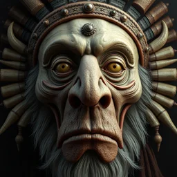 a surrealist!!!! painting of a shaman's face, 3 d render, in the style of giuseppe arcimboldo, symbolist, soft colors, dramatic lighting, smooth, sharp focus, extremely detailed, aesthetically pleasing composition, octane render
